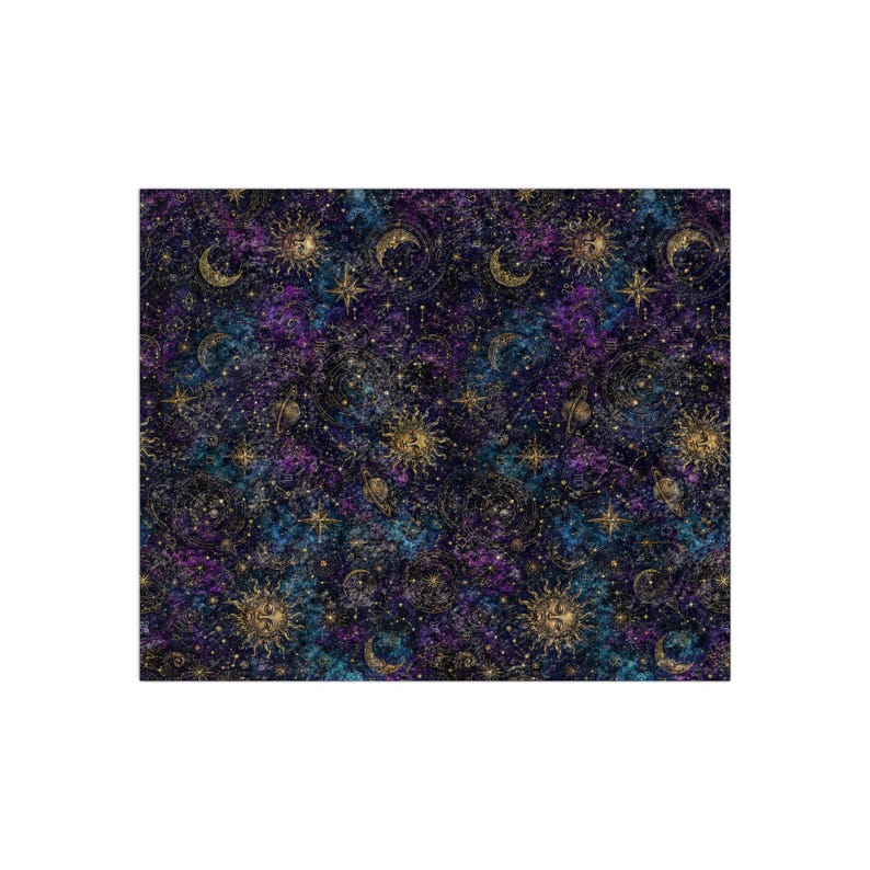 Whimsigoth Celestial Velvet Throw Blanket Astrology Zodiac Moon and Stars Blanket, Purple Witchcore Decor Gothic Couch Blanket Cozy Gift image 8