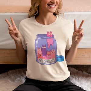 Harajuku Cat Pastel Goth Shirt, Pastel Goth Clothing, Mental Health Anxiety Shirt, Cryptid Shirt, Kawaii Clothes, Kawaii Creepy Cute Shirt image 7