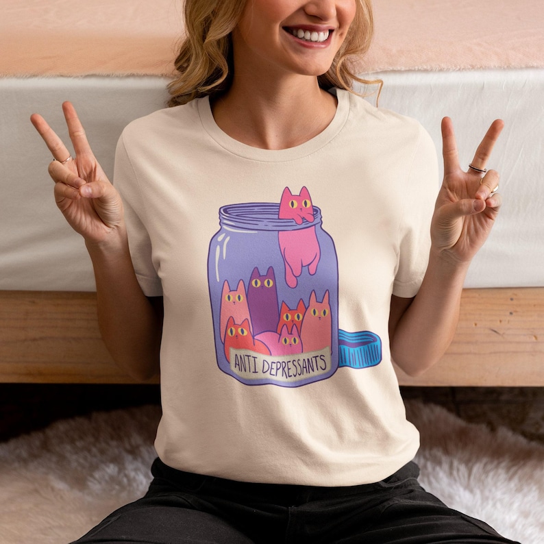 Harajuku Cat Pastel Goth Shirt, Pastel Goth Clothing, Mental Health Anxiety Shirt, Cryptid Shirt, Kawaii Clothes, Kawaii Creepy Cute Shirt image 7