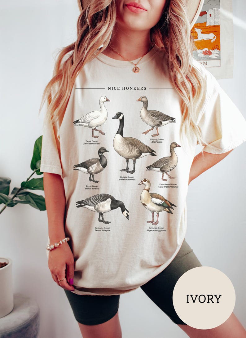 Nice Honkers Shirt, Funny Silly Goose Tee, Vintage Bird Field Guide Shirt, Cottagecore Animal Shirt, Bird Lover Gift, Subtle Humor Tee bild 2