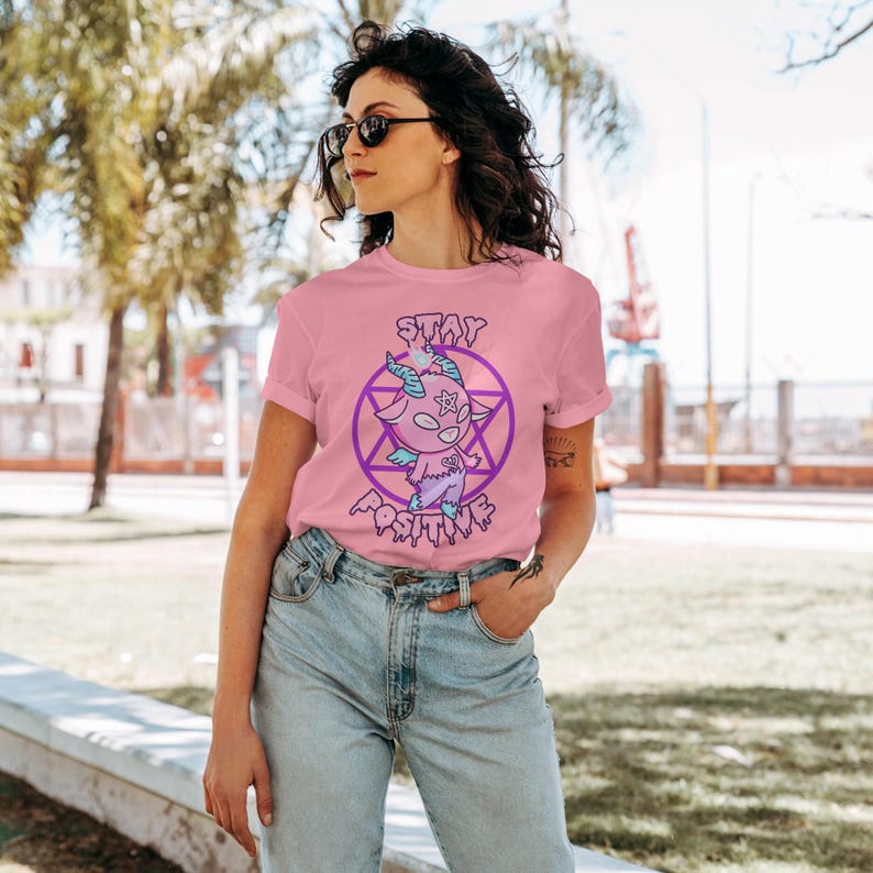 Baby Baphomet Pastel Goth Shirt, Pastel Goth Clothing, Harajuku Shirt, Cryptid Shirt, Kawaii Clothes, Kawaii Goth, Kawaii Goat Shirt image 6