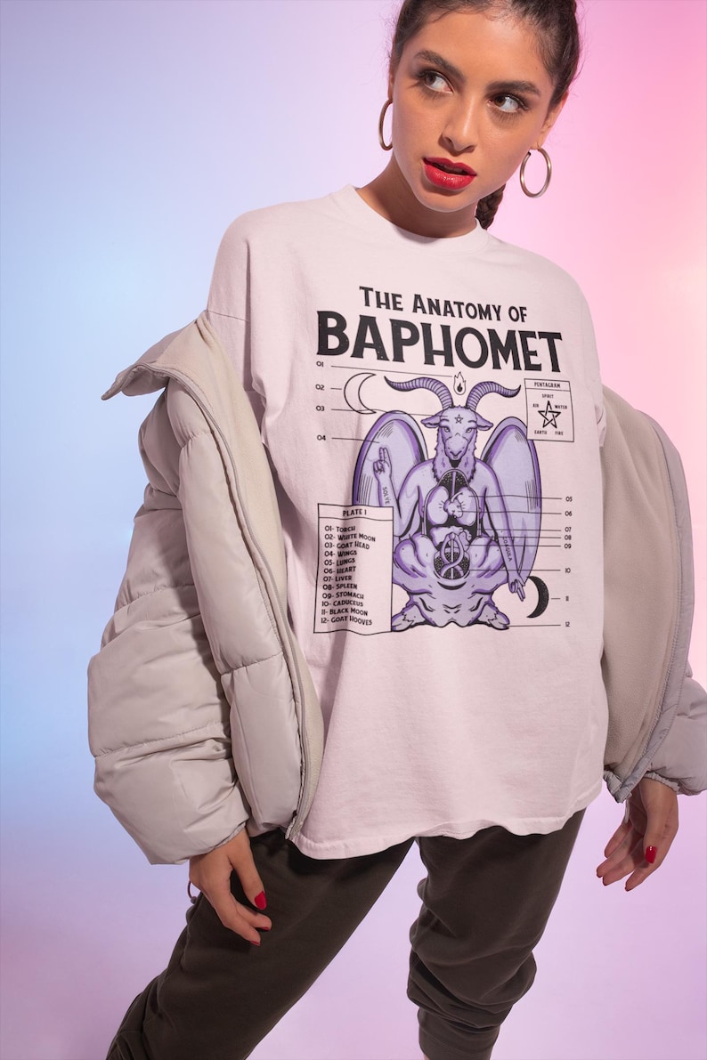 Anatomy of a Baphomet Pastel Goth Shirt, Pastel Goth Clothing, Harajuku Shirt, Cryptid Shirt, Kawaii Clothes, Kawaii Goth, Kawaii Goat Shirt image 6