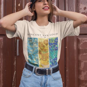 Van Gogh Collage Art History Shirt, Grunge Aesthetic Vincent Van Gogh Starry Night Indie Light Academia Sunflowers Impressionist Painting
