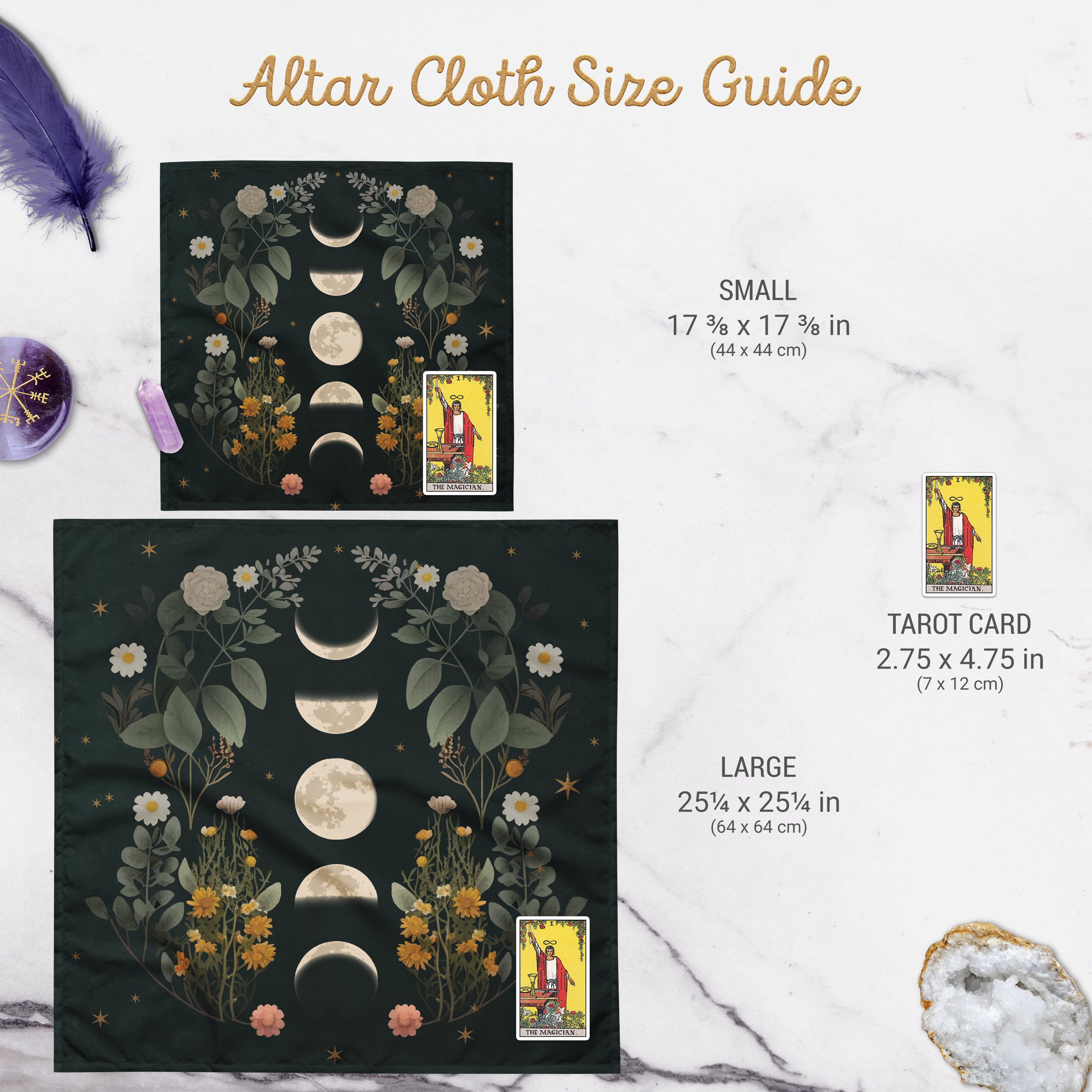 Moon Phases Floral Botanical Altar Cloth, Oracle Dark Academia Pagan ...