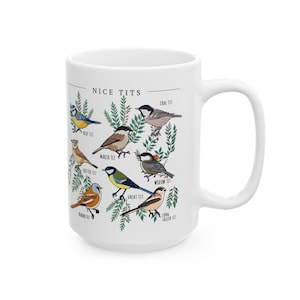 Nice Tits Mug, Funny Bird Mug, Birdwatcher Gift, Blue Tit Great Tit Cup, Bird Lover Gift, Funny Nature Mug, 11oz 15oz Coffee Mug image 7