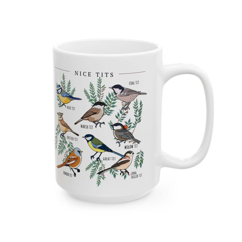 Nice Tits Mug, Funny Bird Mug, Birdwatcher Gift, Blue Tit Great Tit Cup, Bird Lover Gift, Funny Nature Mug, 11oz 15oz Coffee Mug image 7