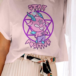 Baby Baphomet Pastel Goth Shirt, Pastel Goth Clothing, Harajuku Shirt, Cryptid Shirt, Kawaii Clothes, Kawaii Goth, Kawaii Goat Shirt image 3