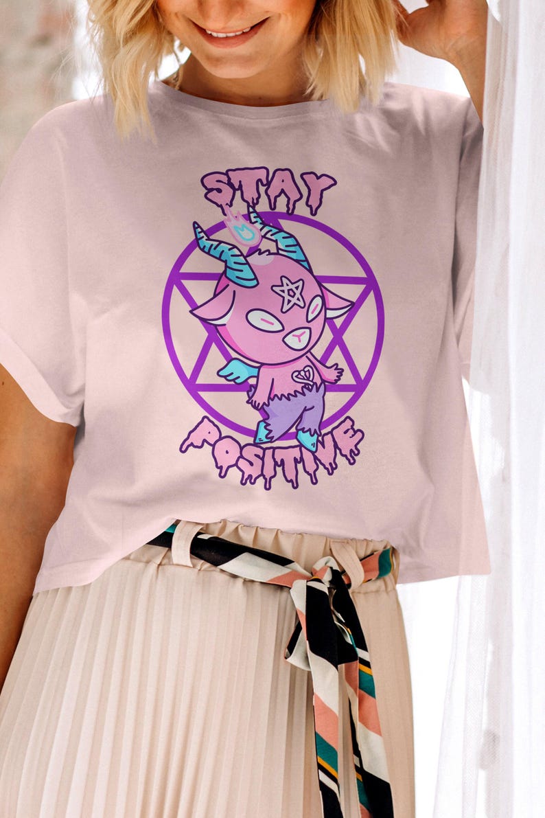 Baby Baphomet Pastel Goth Shirt, Pastel Goth Clothing, Harajuku Shirt, Cryptid Shirt, Kawaii Clothes, Kawaii Goth, Kawaii Goat Shirt image 3