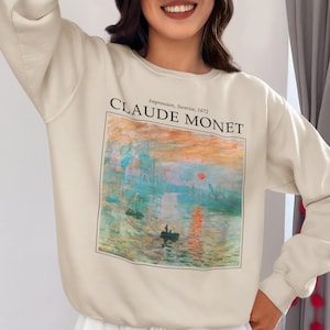 Academia Claude Monet Impression Sunrise Art History Sweater, Cottagecore Bookish Grunge Aesthetic Clothes, Academia Painting Renaissance