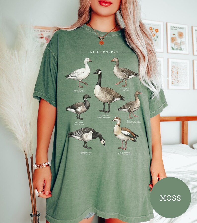 Nice Honkers Shirt, Funny Silly Goose Tee, Vintage Bird Field Guide Shirt, Cottagecore Animal Shirt, Bird Lover Gift, Subtle Humor Tee bild 9