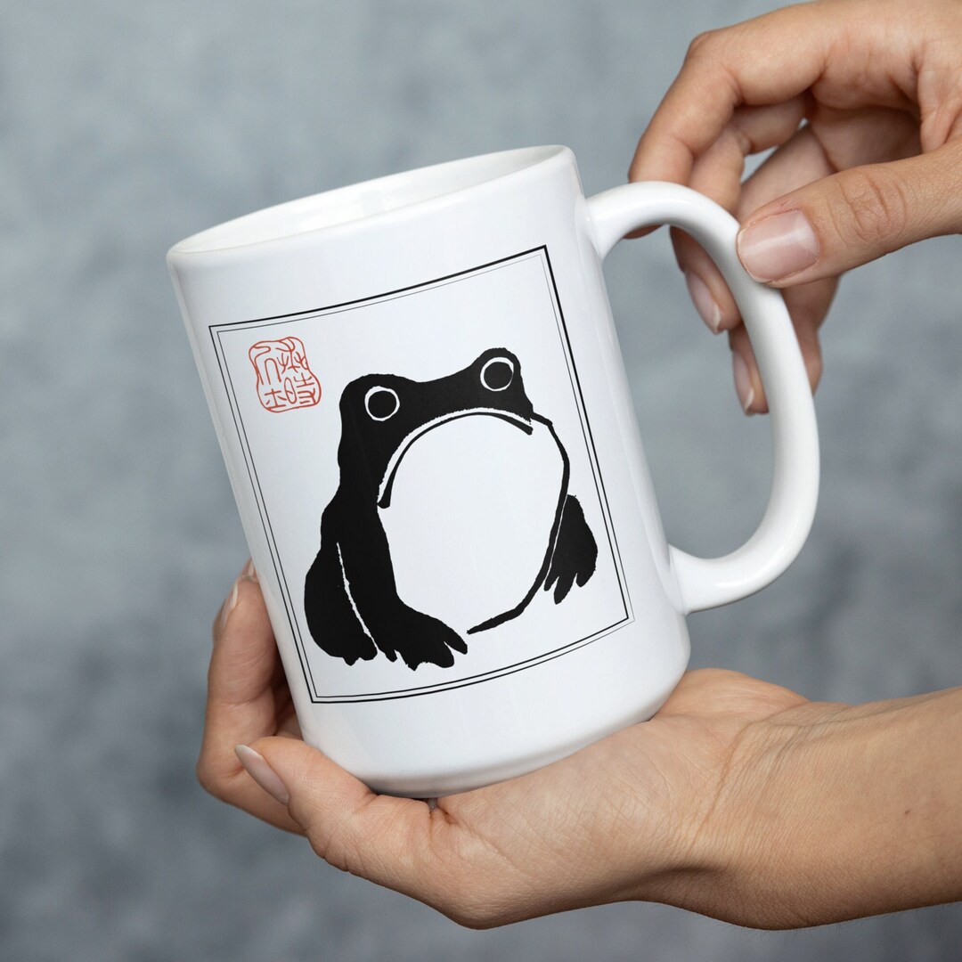 Unimpressed Frog Ceramic Mug, Vintage Toad Japanese Aesthetic Coffee ...