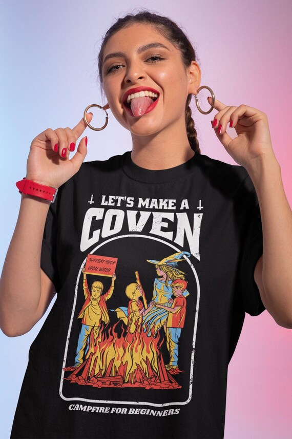 Support Your Local Witch Coven Shirt, Witchy Goth Halloween Creepy Dark Occult Horror Shirt, Retro Style Humor Horror Spooky Retro Shirt