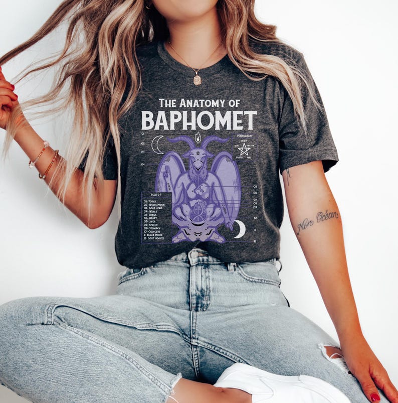 Anatomy of a Baphomet Pastel Goth Shirt, Pastel Goth Clothing, Harajuku Shirt, Cryptid Shirt, Kawaii Clothes, Kawaii Goth, Kawaii Goat Shirt image 3