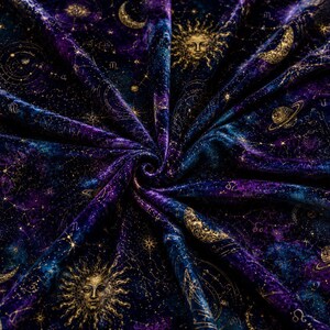 Whimsigoth Celestial Velvet Throw Blanket Astrology Zodiac Moon and Stars Blanket, Purple Witchcore Decor Gothic Couch Blanket Cozy Gift image 2