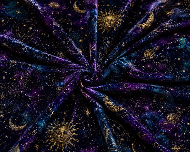 Whimsigoth Celestial Velvet Throw Blanket Astrology Zodiac Moon and Stars Blanket, Purple Witchcore Decor Gothic Couch Blanket Cozy Gift image 2