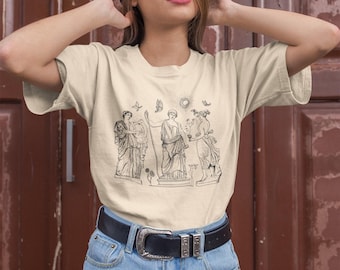 Dark Academia Clothing Greek Goddess Statues, Light Academia Clothes Bookish Cottagecore Greek Statue Mythology Art Shirt
