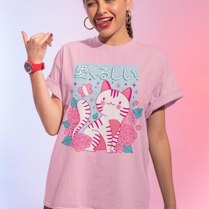 Sakura Harajuku Cat Pastel Goth Shirt, Pastel Goth Clothing, Harajuku Shirt, Harajuku Clothes, Kawaii Clothes, Kawaii Goth, Anime Japanese