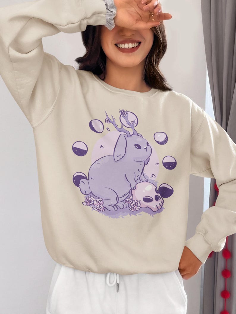 Jackalope Pastel Goth Shirt, Pastel Goth Clothing, Harajuku Shirt, Jackalope Shirt, Cryptid Shirt, Pastel Goth Sweater, Creepy Cute Shirt image 7