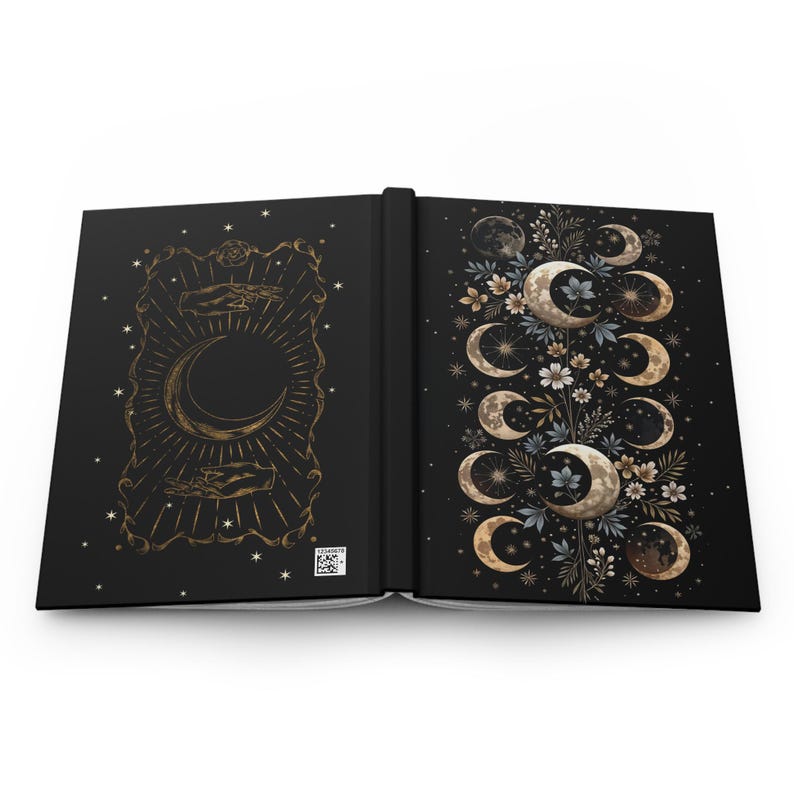 Moon Phases Book of Shadows Hardcover Journal, Grimoire Witchy Tarot ...