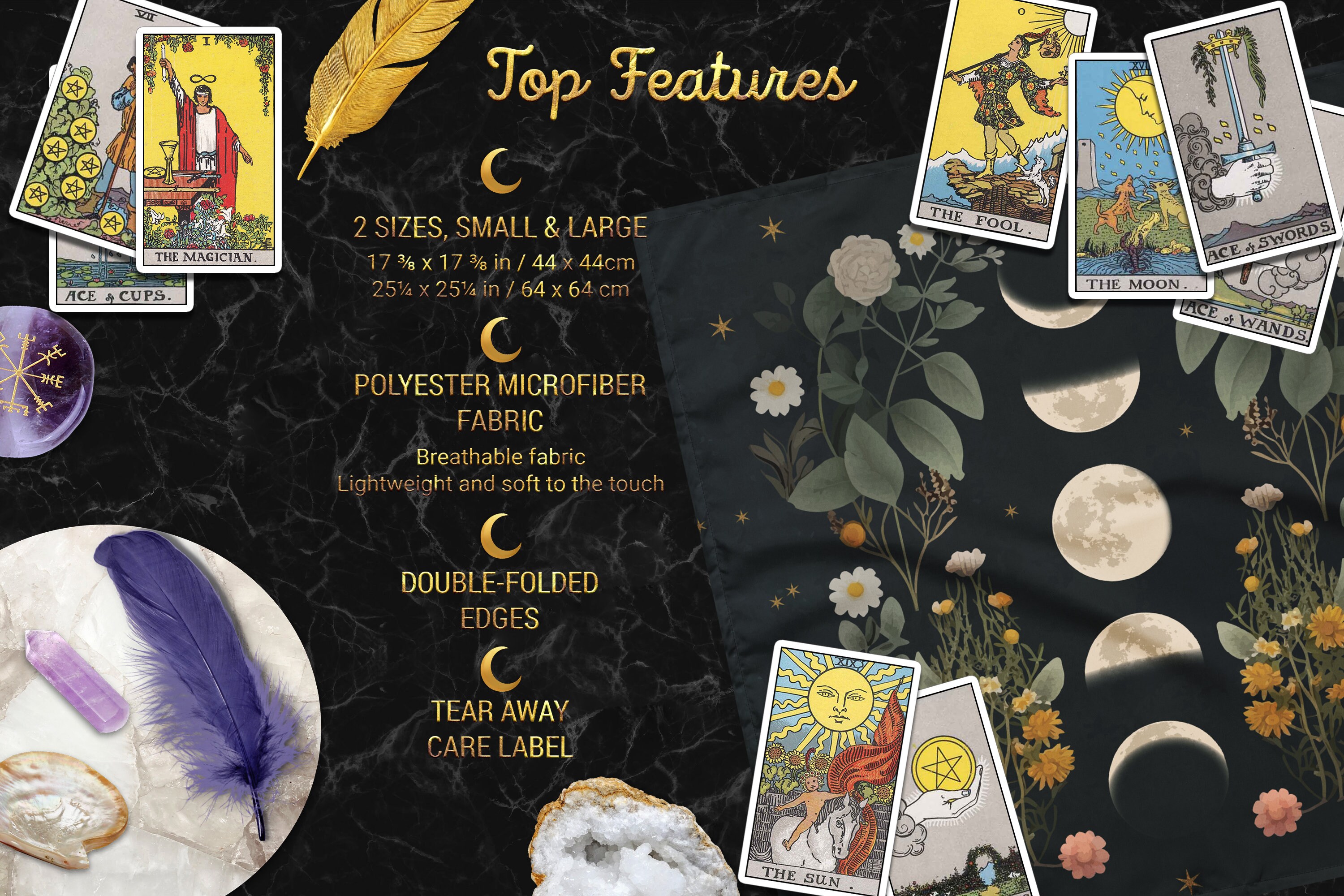 Moon Phases Floral Botanical Altar Cloth, Oracle Dark Academia Pagan ...