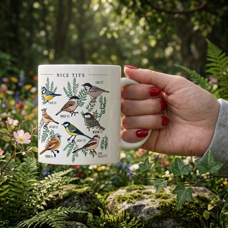 Nice Tits Mug, Funny Bird Mug, Birdwatcher Gift, Blue Tit Great Tit Cup, Bird Lover Gift, Funny Nature Mug, 11oz 15oz Coffee Mug image 9