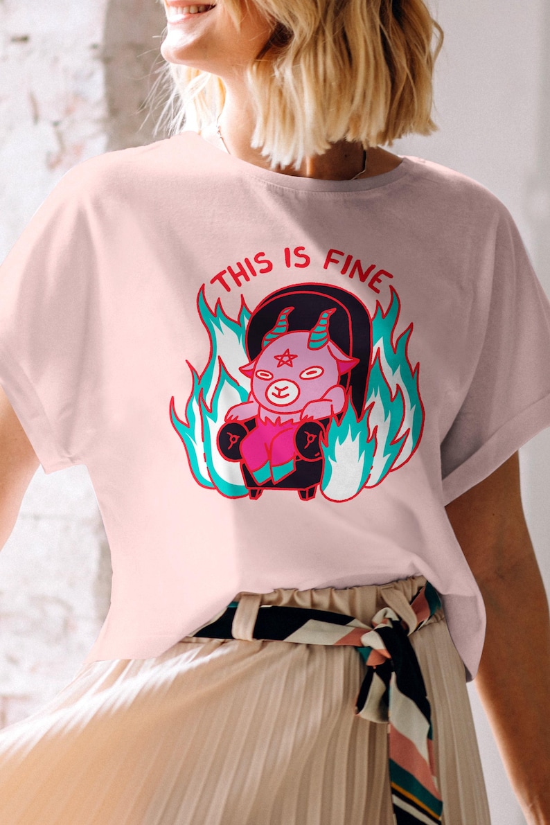 Harajuku Baphomet Pastel Goth Shirt, Pastel Goth Clothing, Harajuku Shirt, Cryptid Shirt, Kawaii Clothes, Kawaii Goth, Kawaii Goat Shirt image 1