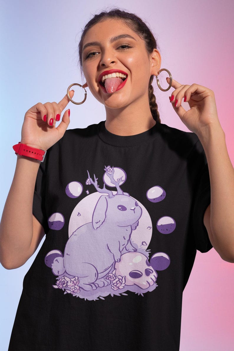 Jackalope Pastel Goth Shirt, Pastel Goth Clothing, Harajuku Shirt, Jackalope Shirt, Cryptid Shirt, Kawaii Goth, Creepy Cute Shirt