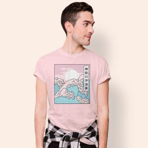 Vaporwave Pastel Goth Shirt, The Great Wave Of Kangawa Shirt, Japanese Aesthetic Wave Art, Synthwave Cyberpunk Kawaii Aesthetic Clothing image 3