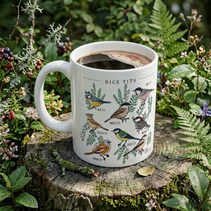 Nice Tits Mug, Funny Bird Mug, Birdwatcher Gift, Blue Tit Great Tit Cup, Bird Lover Gift, Funny Nature Mug, 11oz 15oz Coffee Mug image 3