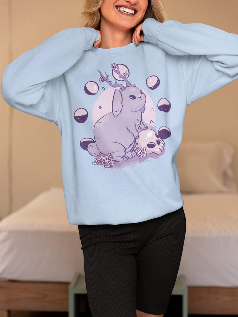 Jackalope Pastel Goth Shirt, Pastel Goth Clothing, Harajuku Shirt, Jackalope Shirt, Cryptid Shirt, Pastel Goth Sweater, Creepy Cute Shirt image 3