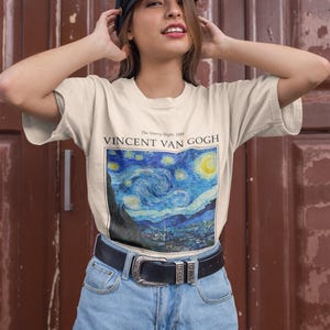 Van Gogh Starry Nigh History Shirt, Grunge Aesthetic Vincent Van Gogh Starry Night Indie Light Academia Sunflowers Impressionist Painting