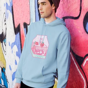 Strawberry Milk Hoodie, Harajuku Strawberry Shirt, Kawaii Anime Hoodie, Japanese Vaporwave Hoodie, Kawaii Plus Size Clothing image 6