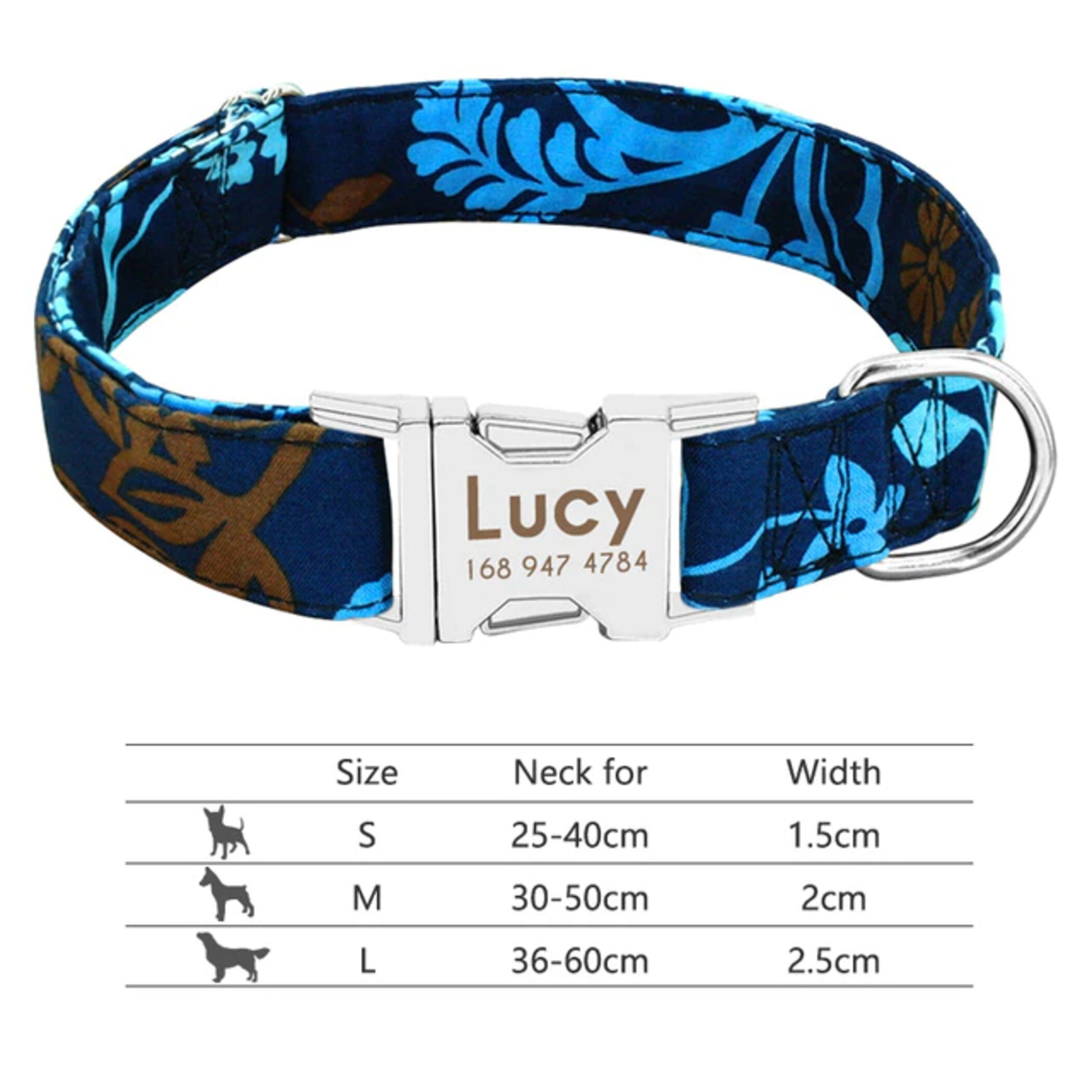 Personalized Dog Collar with Pet Name & Phone Number Custom Etsy