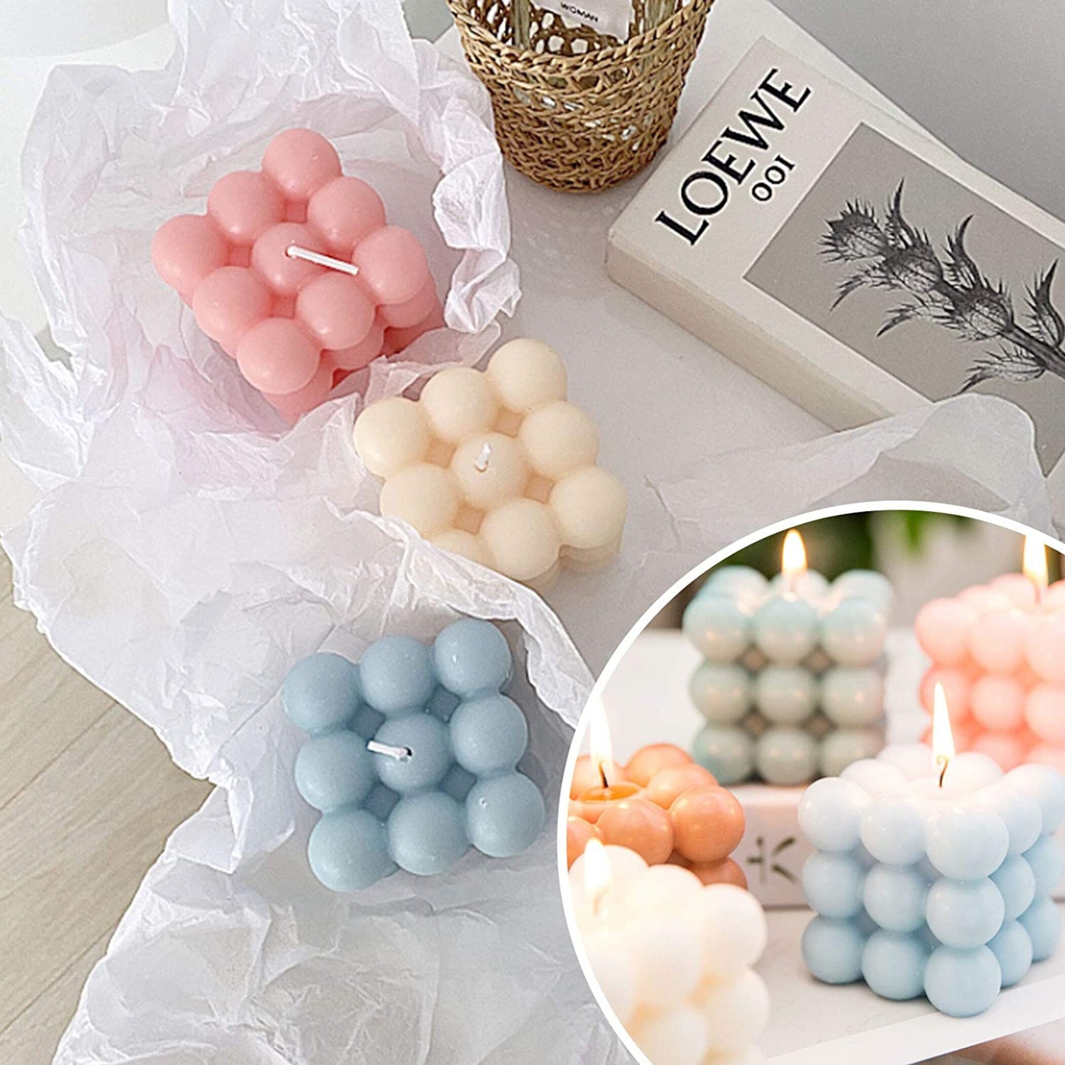 3D Soy Candle Silicone Molds with wax melts soap mold cube Etsy