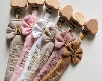 Personalized fabric pacifier clip