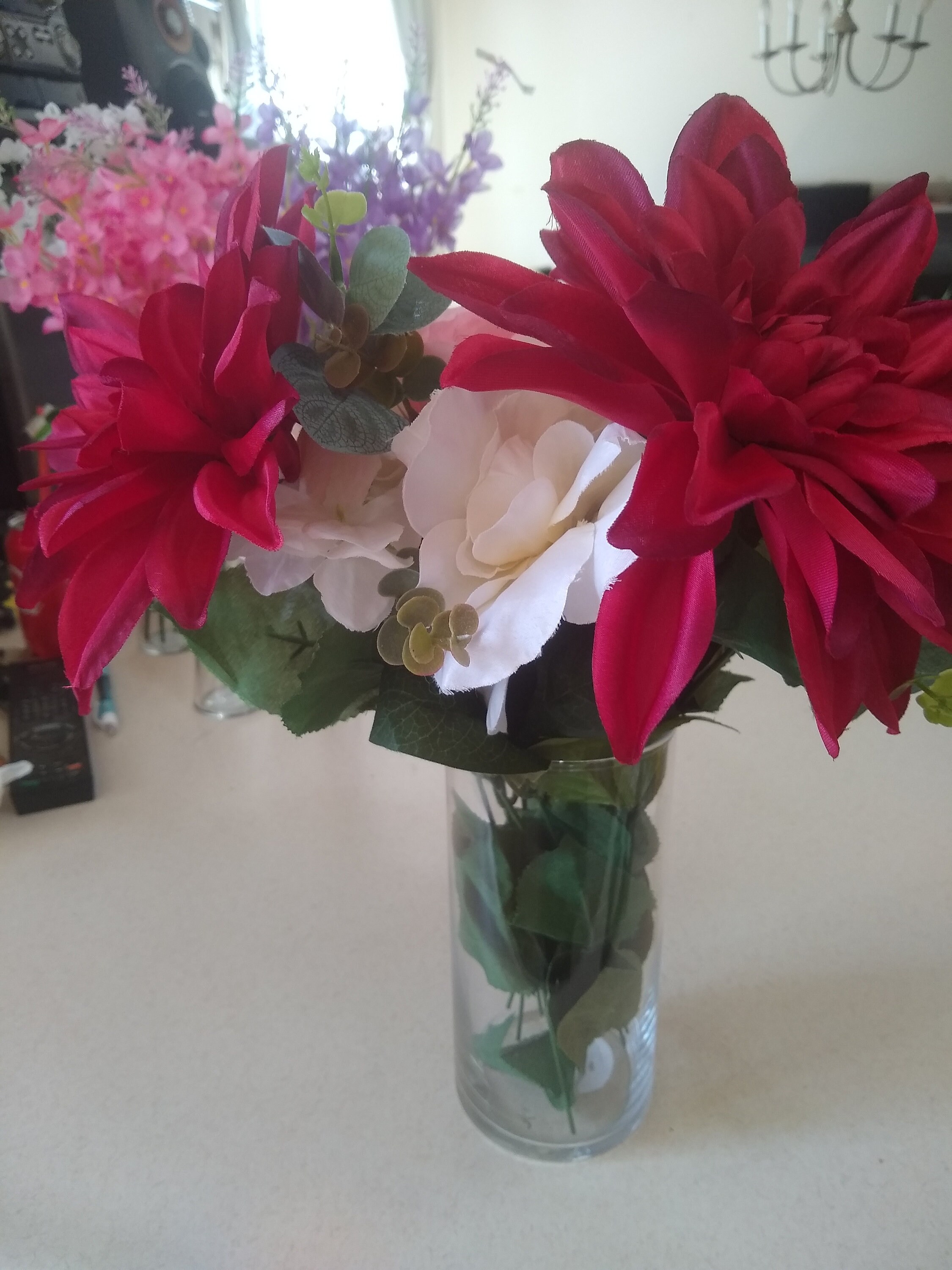 Multi Flower Arrangement With Vase Etsy UK