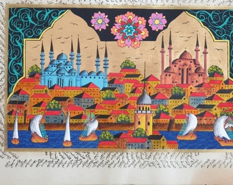 Original Ottoman Turkish Miniature Painting Art,Miniature Painting on Antique Paper,Sultan and Campaign,Hand Painted,Home Deco,Wall Decor.