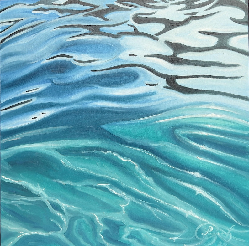 Ripples on Water Oil Painting: 10x10 Seascape Wall Art - Etsy