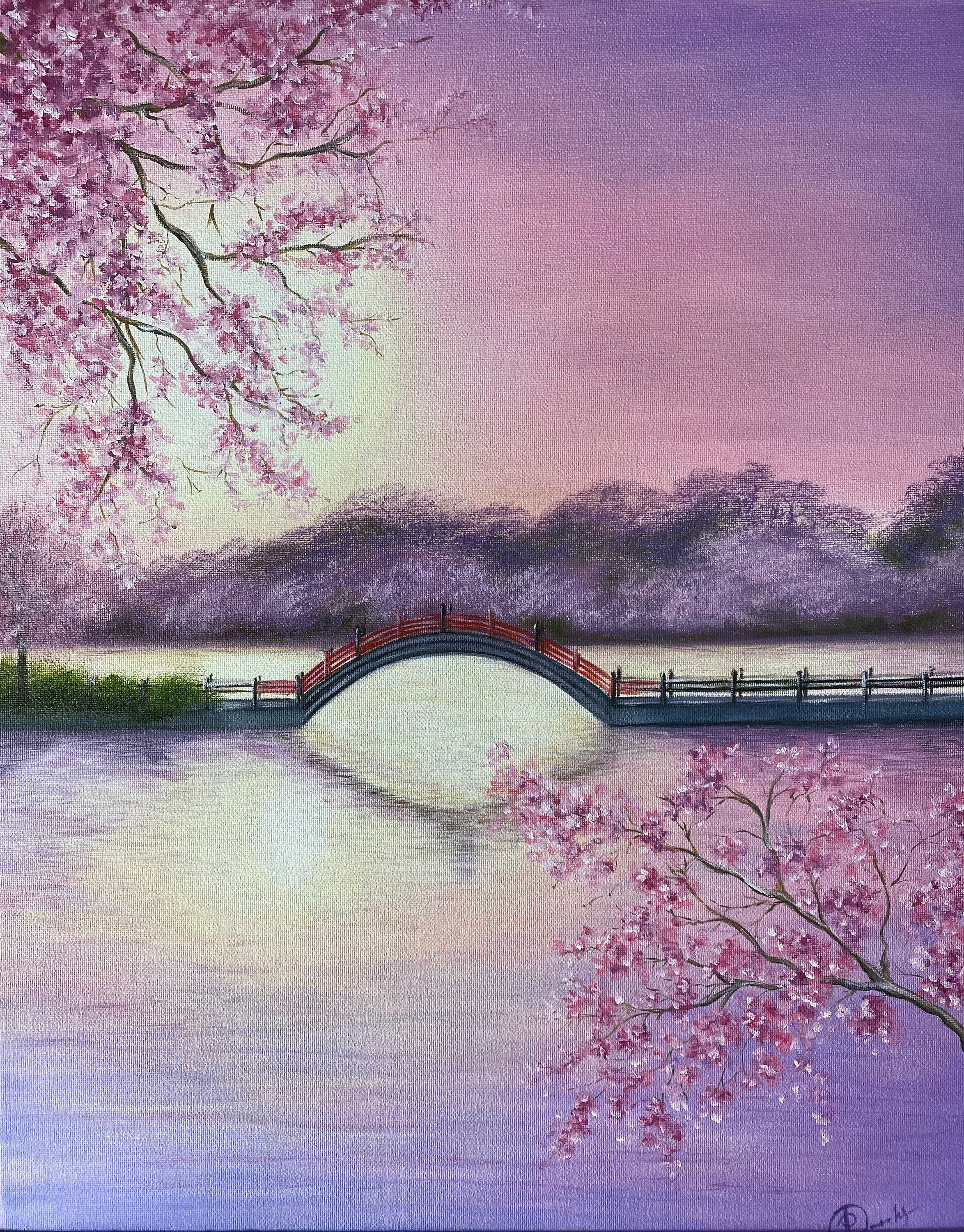 油彩画 秋　　 oil canvas 120cm x 70cm Oil On Canvas Signed, H. Blossom - Mid-20th Century Mountain