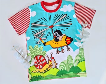 T-Shirt, summer shirt, The little mole, airplane and snail