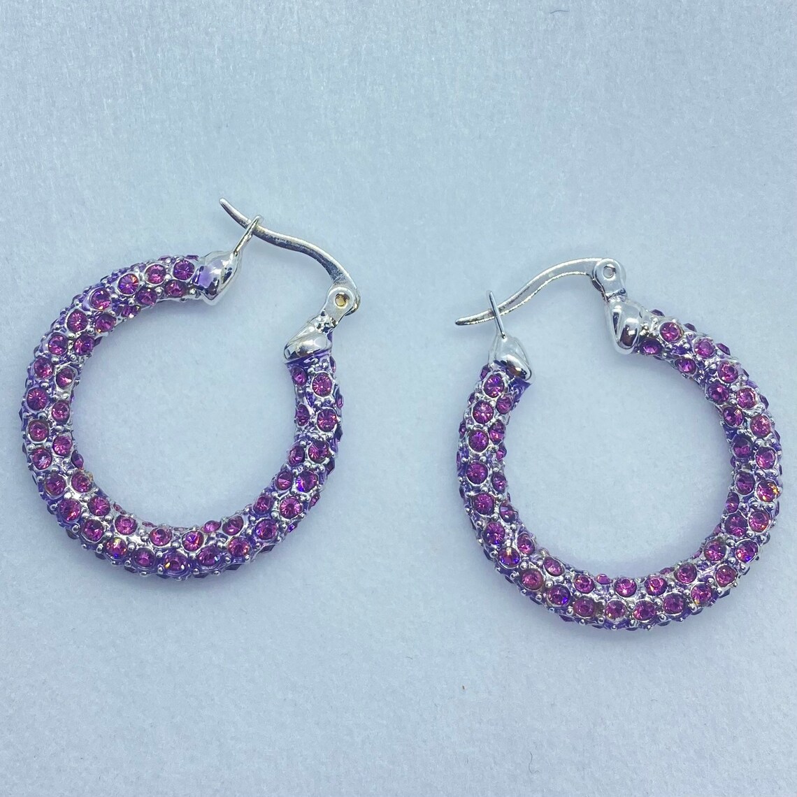 small purple hoop earrings