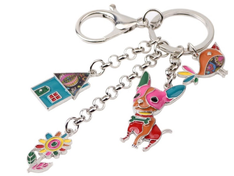 Chihuahua Dog Key Chains Cute Pet Lover Keychain Handbag Keyring Women's Jewelry 