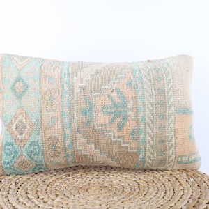 Handmade Pillow Cover, Turkish Kilim Pillow, 12x20 Kilim Pillow, Home Decor, Decorative Pillow, Textured Pillow, Throw Pillow, Cushion Cover