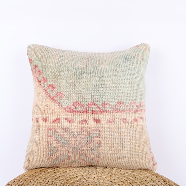 Bohemian Kilim Pillow, Turkish Carpet Pillow, Turkey Pillow, Boho Pillow, Throw Pillow, Decorative Pillow, 20x20 Pillow Cover, Home Decor