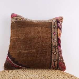 18x18 Pillow Cover, Decorative Pillow Cover, Turkish Kilim Pillow, Handwoven Textured Pillow, Livingroom Decor, Boho Decor, Sofa Pillow