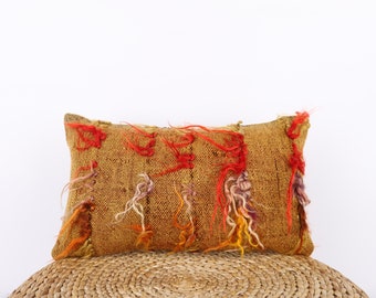 Funda de almohada Kilim turca hecha a mano: cojín lumbar de lana (30,5 x 50,8 cm)