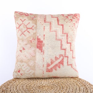 Handwoven Textured Pillow, 18x18 Pillow Case, Turkish Carpet Pillow, Kilim Pillow, Decorative Throw Pillow, Sofa Accent Pillow, Home Decor