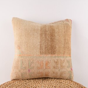 18x18 Pillow Cover, Decorative Pillow Cover, Turkish Kilim Pillow, Handwoven Textured Pillow, Livingroom Decor, Boho Decor, Sofa Pillow