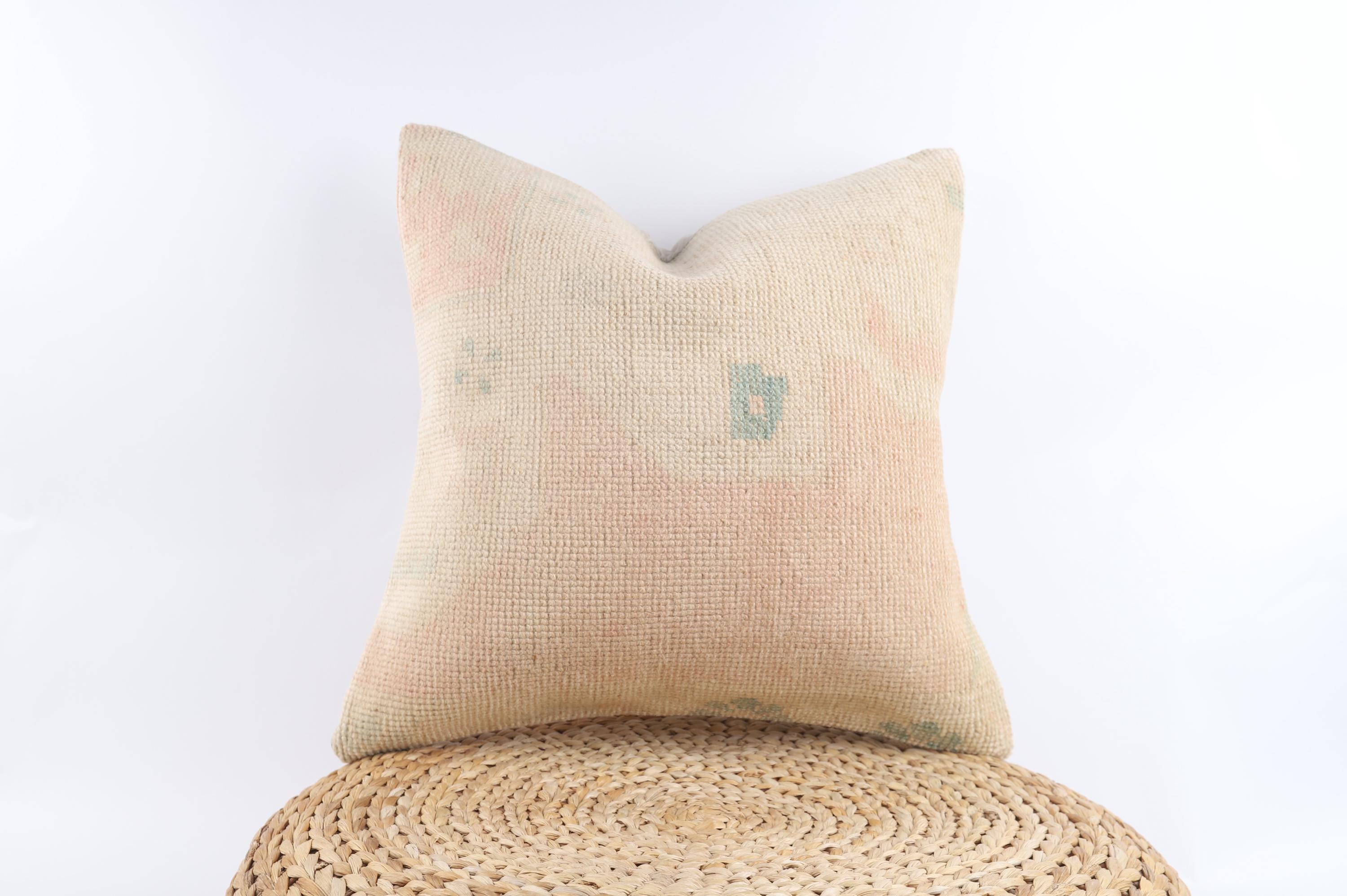 手織りトルコウール枕カバー：ヴィンテージカーペットクッション