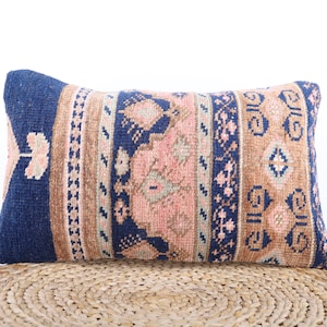 Anatolian Turkish Kilim Pillow, 12x20 Kilim Pillow, Bohemian Kilim Pillow, Decorative Pillow, Livingroom Decor, Home Decor, Cushion Cover